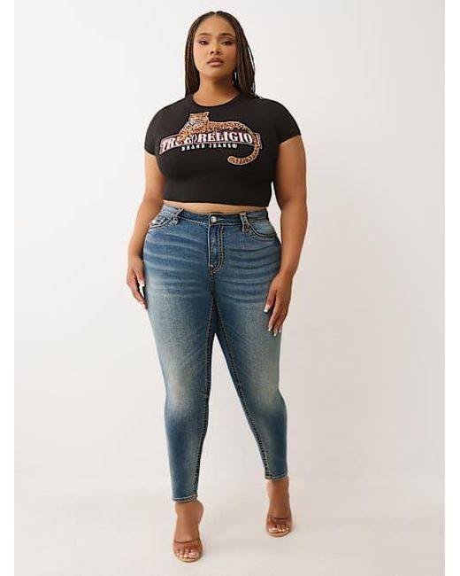 True Religion Blue Plus Jennie Mid Rise Super T Curvy Skinny Jean