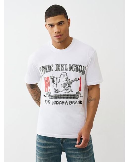 True Religion White Crystal World Tour Logo T-shirt for men