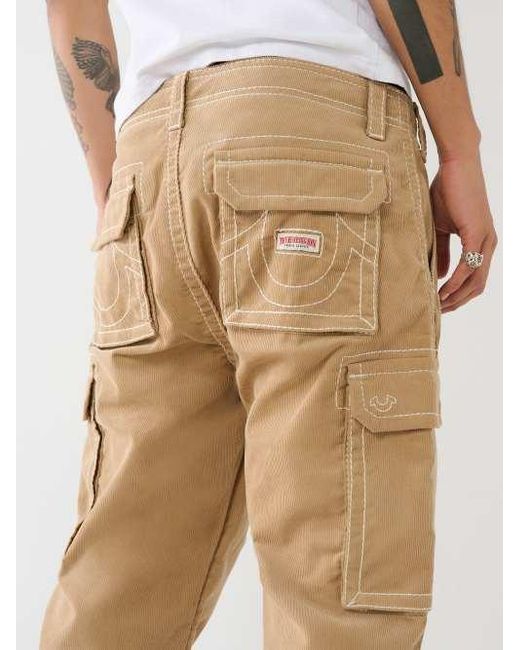 True Religion Natural Corduroy Big T Cargo Pants 32" for men