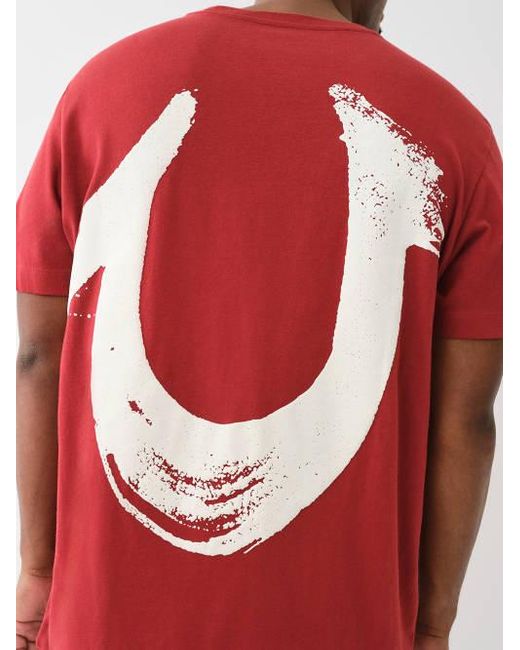 True Religion Red Painted Horseshoe Tee for men