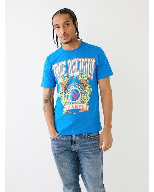 True Religion Blue Tr Champs Rose Puff Tee for men