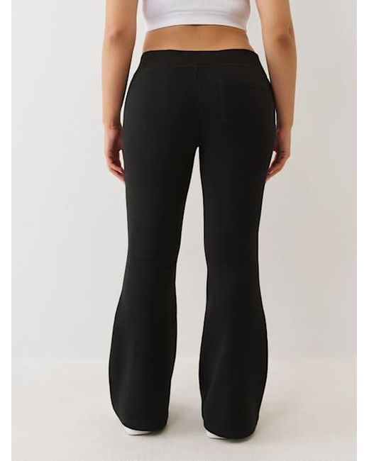 True Religion Black Crystal V Waistband Flared Sweat Pant