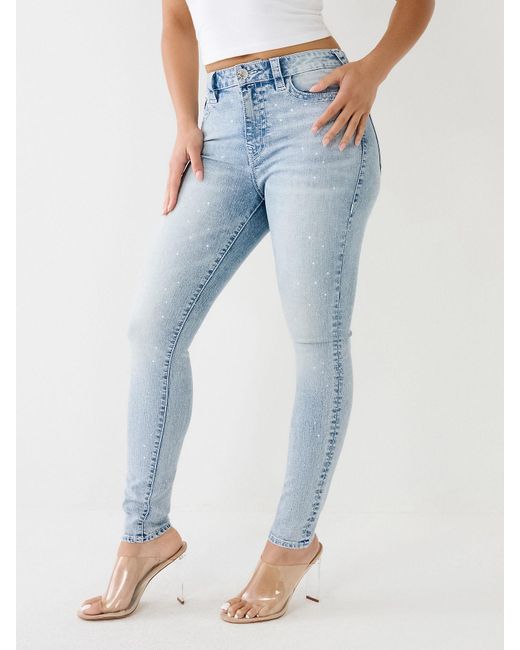 True Religion Crystal Jennie High Rise Curvy Skinny Jean in Blue | Lyst