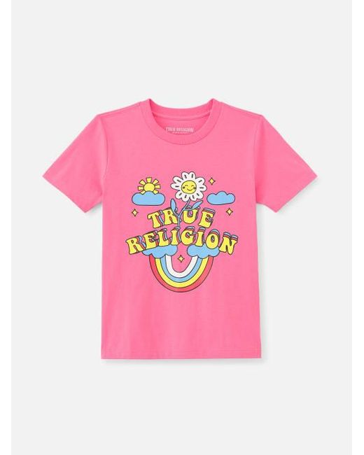 True Religion Pink Girls Flower Rainbow Tee