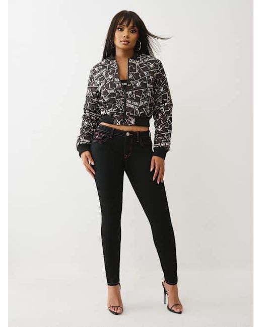 True Religion Black Jennie Crystal Curvy Skinny Jean