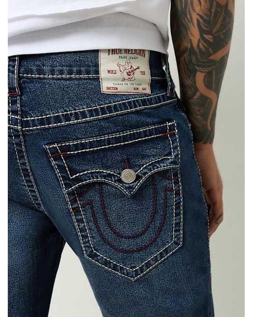 True Religion Blue Rocco Big T Flap Skinny Jean for men