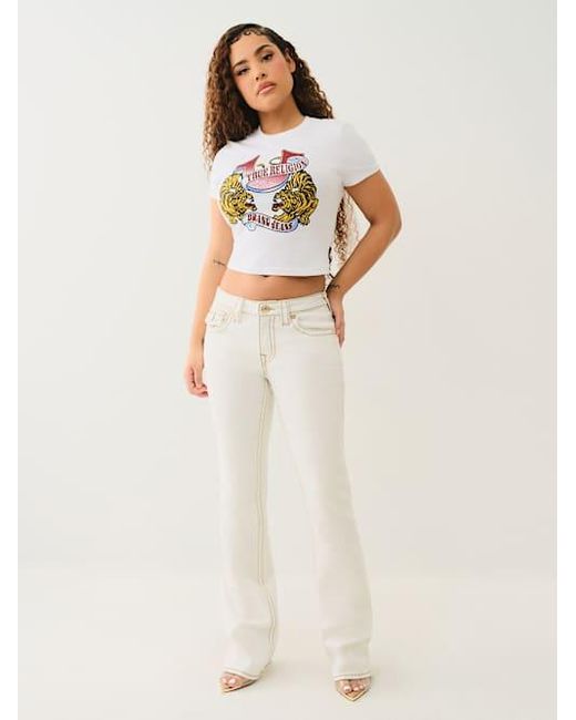 True Religion Natural Becca Big T Lurex Mid Rise Bootcut Jean
