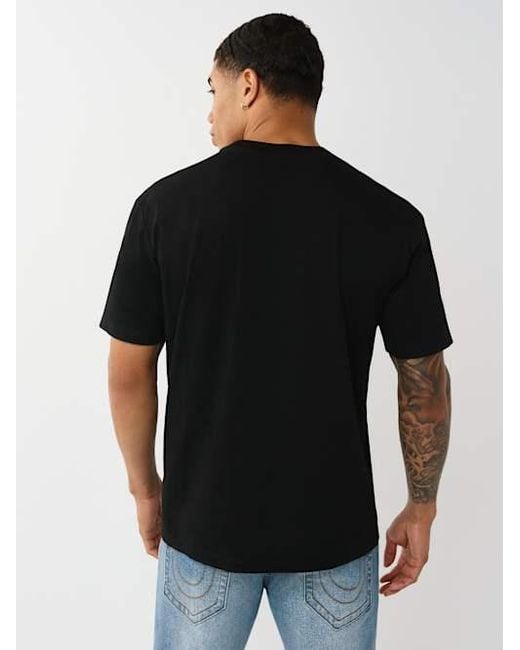 True Religion Black Global Logo Patch T-shirt for men