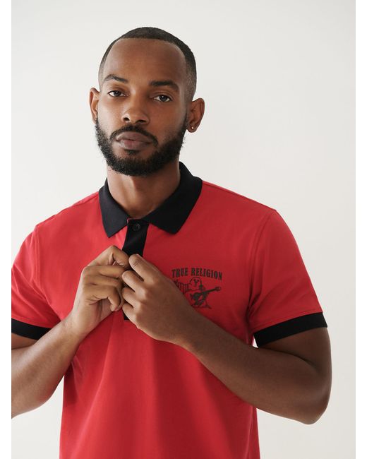 True Religion Logo Polo Shirt in Red 