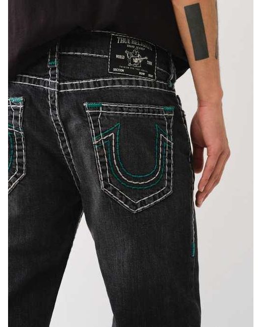 True Religion Black Ricky Super T Triple Logo Straight Jean for men