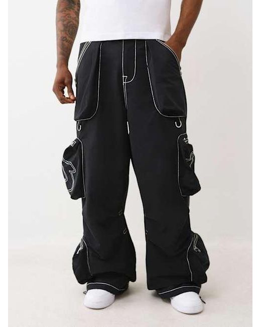 True Religion Black Mikey Big T Nylon Cargo Pant for men