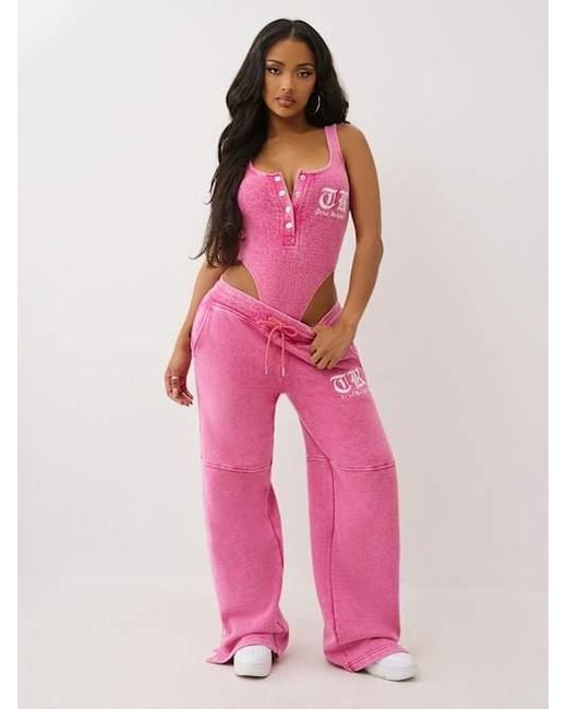 True Religion Pink Acid Washed Bodysuit