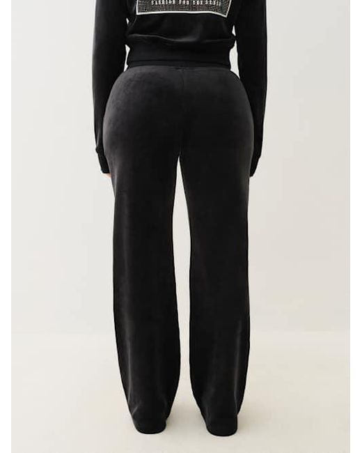 True Religion Black Velour Crystal Horseshoe Straight Leg Pant