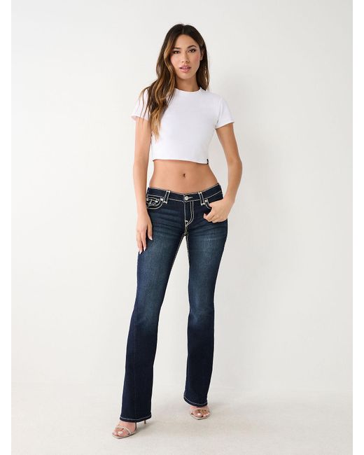 True Religion Joey Low Rise Super T Flare Jean in Blue | Lyst
