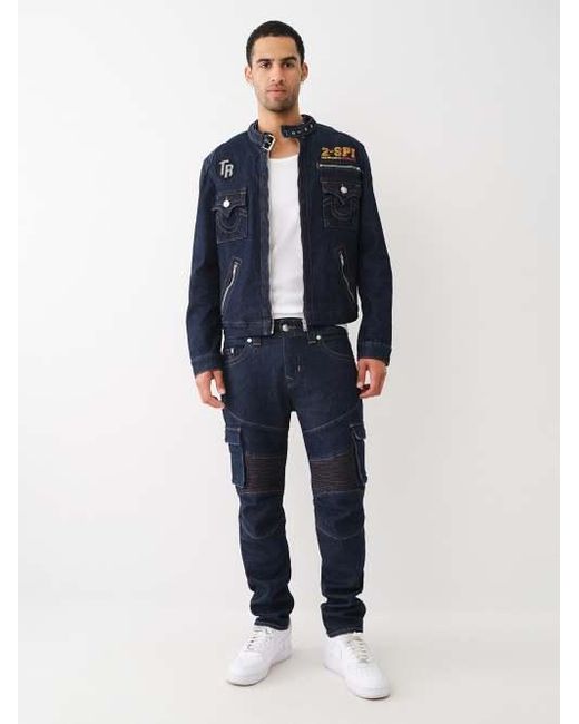 True Religion Blue Rocco Moto Cargo Jean for men
