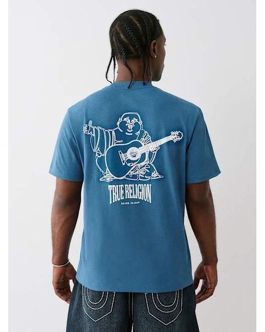 TRUE RELIGION Men's Blue Heavyweight Vintage Buddha T-shirt