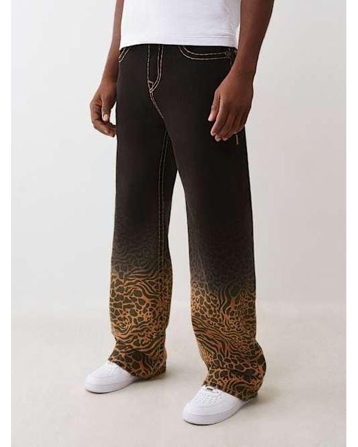 True Religion Black Vinny Super T Leopard Baggy Jean for men