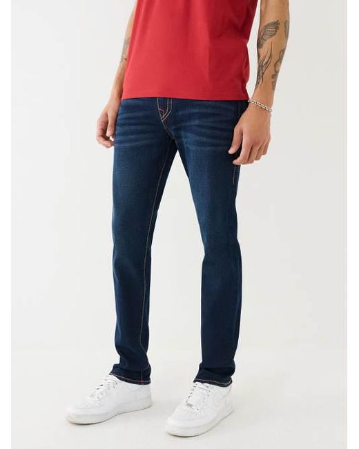 True Religion Blue Rocco Big T Flap Skinny Jean for men