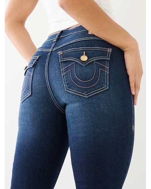 True Religion Blue Becca Mid Rise Single Needle Bootcut Jean