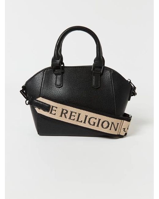 True Religion Black Faux Leather Horseshoe Satchel Bag