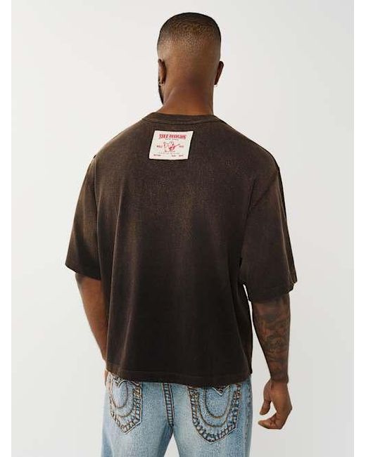 True Religion Black Grunge Logo Heavyweight Boxy T-shirt for men
