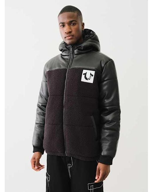 Jacket With FUR Chaqueta Puffer True Religion Panel Hombre Negro