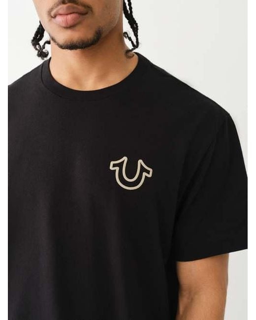 True Religion Black Logo Overseam Puff T T-shirt for men