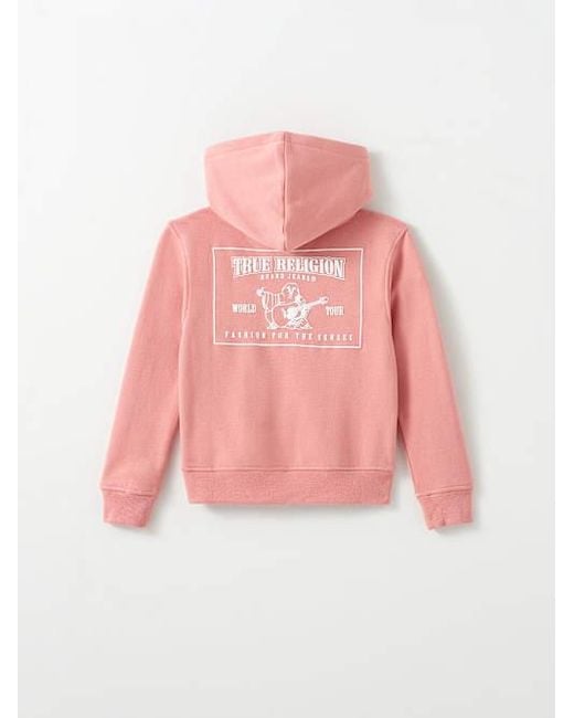 True Religion Pink Girls Stitch Logo Zip Hoodie