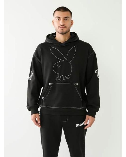 True Religion Black Playboy X Relaxed Hoodie for men