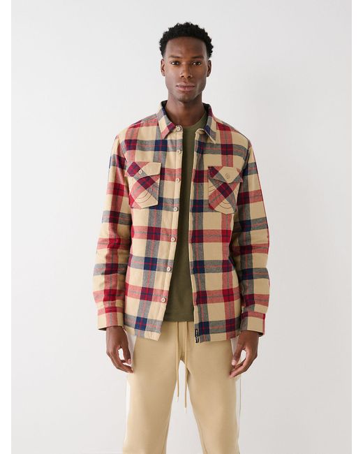 True Religion Plaid Flannel Shacket for Men | Lyst