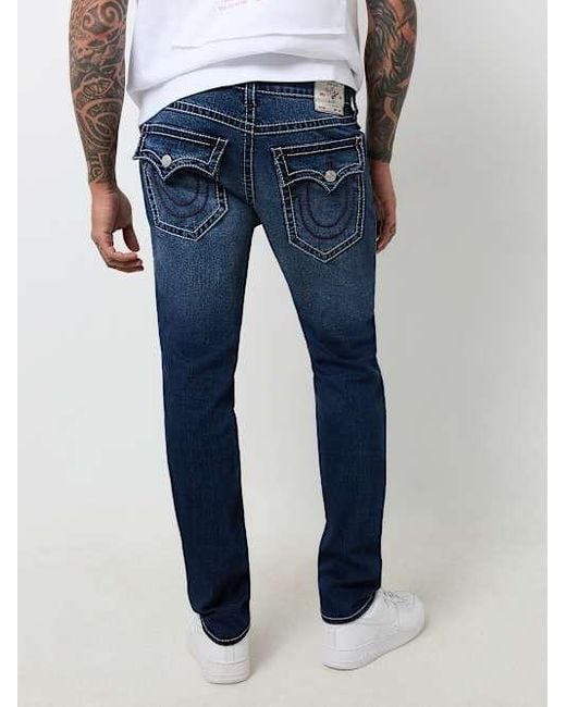 True Religion Blue Rocco Big T Flap Skinny Jean for men