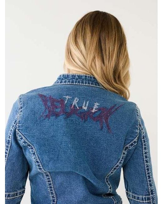 True Religion Blue Crop Denim Jacket