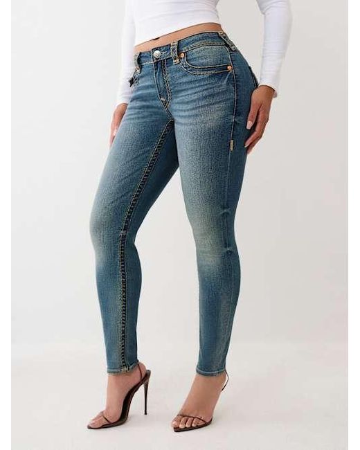 True Religion Blue Jennie Mid Rise Super T Curvy Skinny Jean