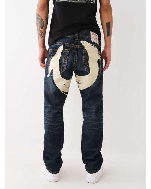True Religion Black Ricky Painted Horseshoe Big T Straight Jean for men