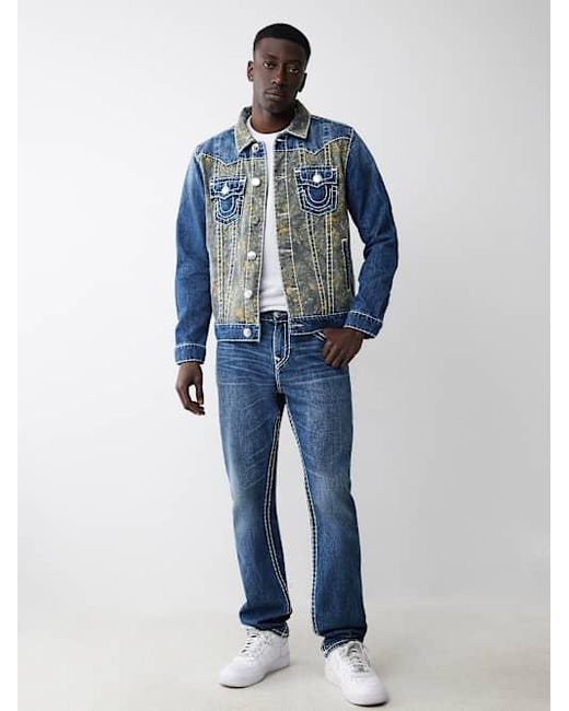 True Religion Blue Ricky Buddha Camo Super T Straight Jean for men
