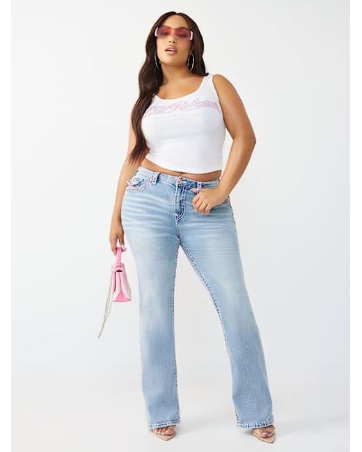 True Religion Blue Plus Becca Mid Rise Super T Bootcut Flap Jean