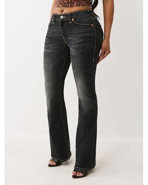 True Religion Black Becca Mid Rise Big T Bootcut Jean