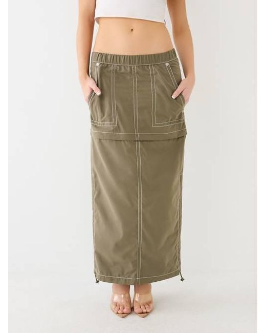 True Religion Green Convertible Sadie Maxi Cargo Skirt