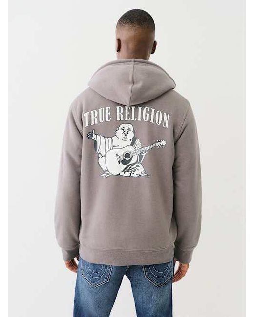 True Religion Sherpa Buddha Zip Hoodie in Gray | Lyst