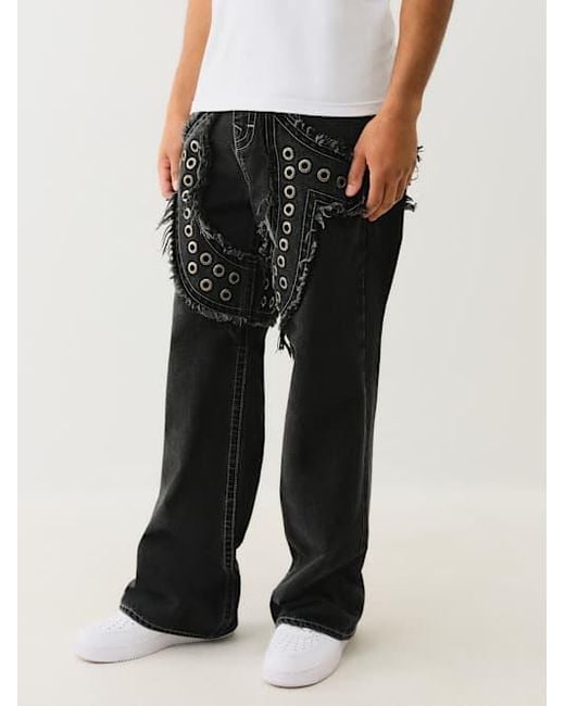 TRUE RELIGION Vinny Studded Horseshoe Applique Ultra Baggy