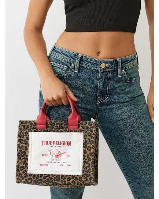 True Religion White Cheetah Patch Tote