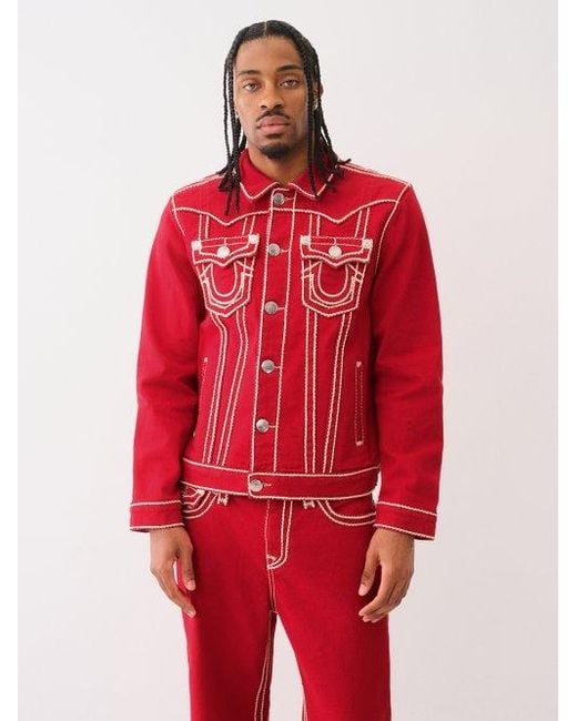 True Religion Red Jimmy Rope Stitch Jacket for men
