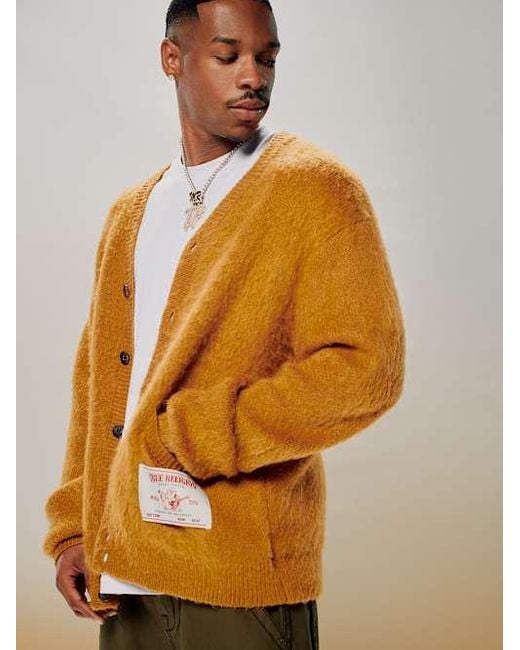 True Religion Orange True Fuzzy Cardigan for men