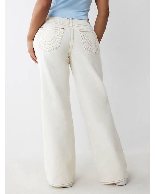 True Religion White Bobbi Mid Rise Baggy Jean