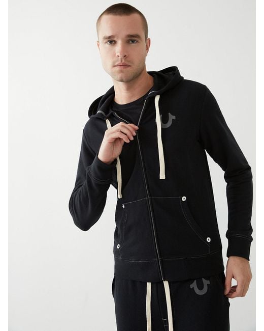 mens grey true religion hoodie