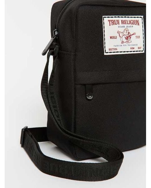 True Religion Black Logo Patch Crossbody Bag