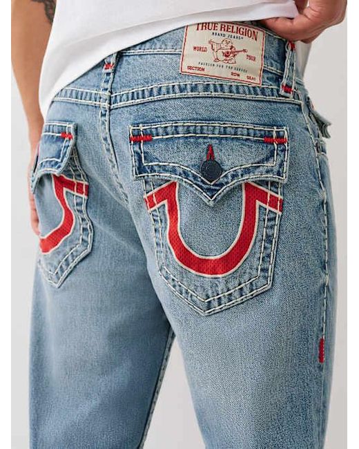 True Religion Blue Ricky Mesh Super T Flap Straight Jean for men