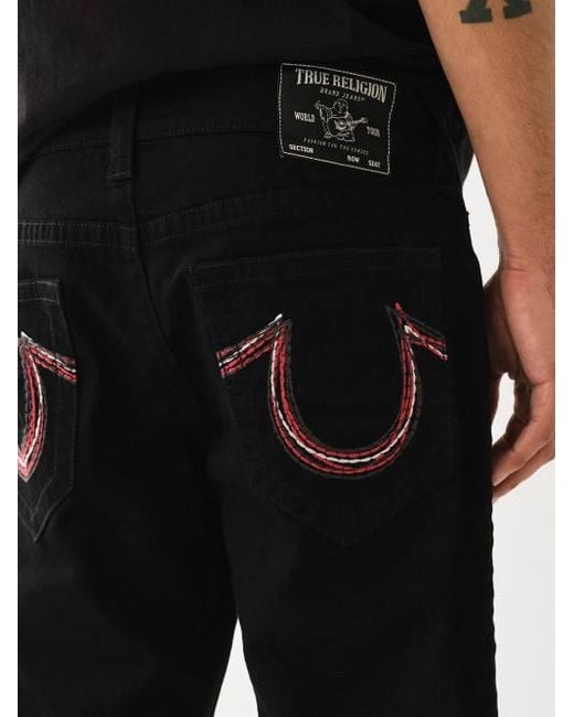 True Religion Black Ricky Rainbow Stitch Straight Jean for men