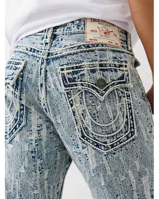 TRUE RELIGION Ricky Ultra Distressed Rope Stitch Straight Jean in