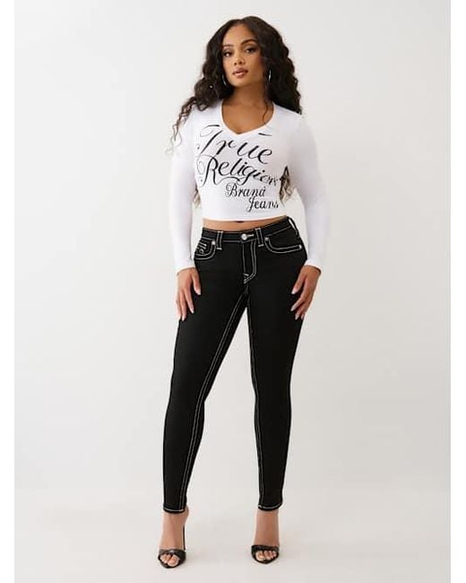 True Religion Black Jennie Mid Rise Curvy Skinny Jean